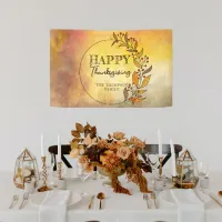 Wreath Of Doodle Leaves and Berries Thanksgiving  Banner