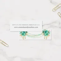 Mint and Gold Floral String Lights Wedding RSVP