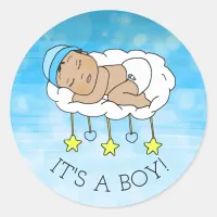 It's a Boy, Baby Shower or Birth Announcement Classic Round Sticker