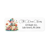 Cute Whimsical Watercolor Christmas Elf Label