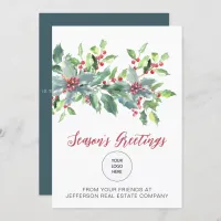 Rustic Holly Elegant Christmas Holidays Holiday Card