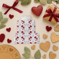 Romantic Red Heart Swirl White Wrapping Paper