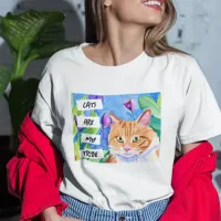 Cats are My Tribe | Orange Cat and Flowers T-Shirt