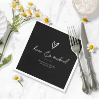 Love Calligraphy Thank You Heart Wht B&W ID940 Napkins