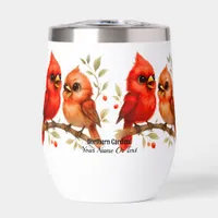 Charming Northern Cardinal  Thermal Wine Tumbler