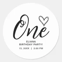 Modern Minimal Boho 1st Birthday Classic Round Sticker