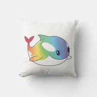 Rainbow Whale  Throw Pillow