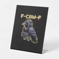 F-Caw-F Gaming Raven With Headphones - Edgy Stream Pedestal Sign