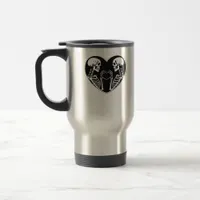 Skeleton Heart Hands Sign Halloween Costume Retro  Travel Mug