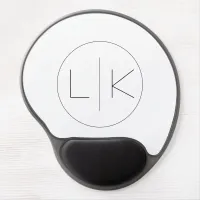 Minimalistic Elegant Initials in Black on White  Gel Mouse Pad