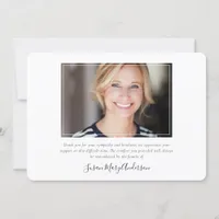 Elegant Script Photo Funeral Thank You Card