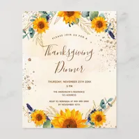 Budget Thanksgiving dinner sunflowers invitation