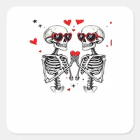 Skeleton Heart Hands Trending Modern Aesthetic Square Sticker