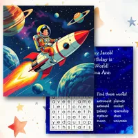Personalized Space Themed Boy's Birthday Card