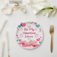 Be My Valentine Personalized Paper Plates