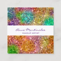 Colorful Glitter Square Business Card