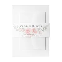 Watercolor Pretty Pink Floral Bouquet Invitation Belly Band