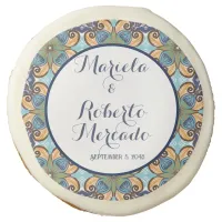 Elegant Mexican Floral Talavera Wedding  Sugar Cookie