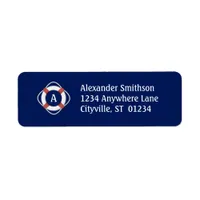 Navy Blue Nautical Lifesaver Monogram Label