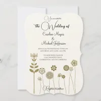 Elegant Timeless Soft Gold Floral Minimalism Invitation