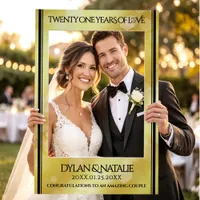 Elegant 21st Brass Wedding Anniversary Celebration Selfie Frame