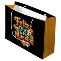 Colorful Day of the Dead Candy Skulls Marigolds Large Gift Bag