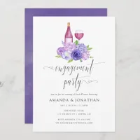 Ultra Violet Floral Engagement Party Wine Tasting Invitation