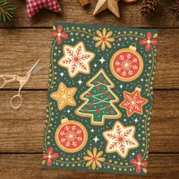 Festive Gingerbread Christmas Cookie Holiday  Tissue Paper