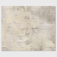 Ivory and Gold Grunge Damask Calligraphy Wrapping Paper