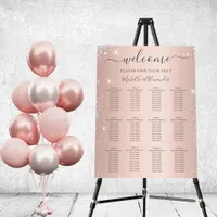 Rose gold silver glitter wedding seating chart foam board