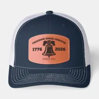 Freedom Bell 1776–2026 Patriotic Family Edition  Leather Patch Hat
