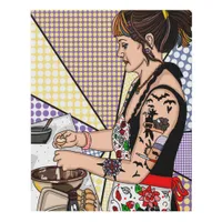 Retro Pop Art Tattooed Lady Baking   Faux Canvas Print