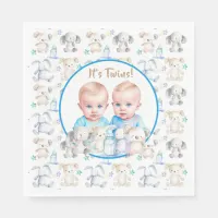 Twin Boy's Baby Shower Watercolor Animals Napkins