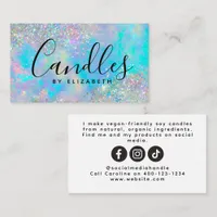 Opal Glitter Script Candle Maker Business Card