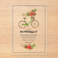 Retro Christmas Bicycle Holiday Wedding Acrylic Invitations