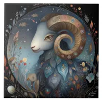 Aries Ram Zodiac Astrology Mystical Birthday Ceramic Tile