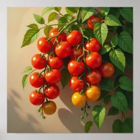 Tomato Plant Gardening Themed Summer Vibes Poster