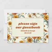 Vintage Floral 70s Timeless Wedding Guestbook Sign