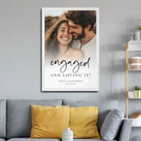 Engaged and Loving It Photo Overlay Names and Date Framed Art