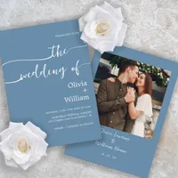Periwinkle Blue Wedding Photo Invitation