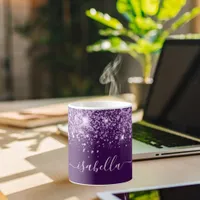 Purple glitter name script coffee mug