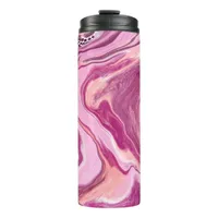 Pink, Magenta and Black Fluid Art Pour Painting    Thermal Tumbler