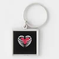 Ed Heart In Skeletal Hands Classic Style Keychain