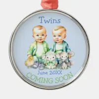 Soon To Be Twins Coming Soon Announcement Metal Ornament