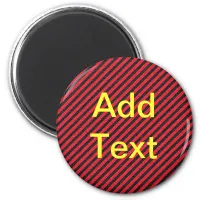 Black Red Thin Diagonal Stripes Magnet