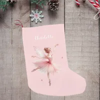 Fairy ballerina pink girl name small christmas stocking