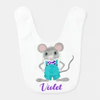 Cute and elegant little mouse baby bib