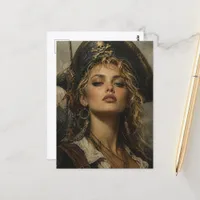 A Beautiful Blond Pirate Woman Postcard