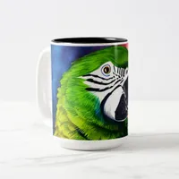 Cute AI Generated Parrot Close Up Two-Tone Coffee Mug