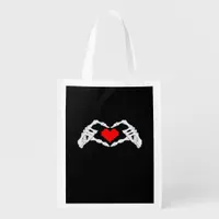 Skeleton Heart And Hands Meme Grocery Bag